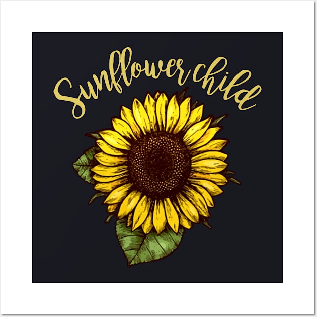 Sunflower Child Yellow Beautiful Daughter Wall Art by erbedingsanchez